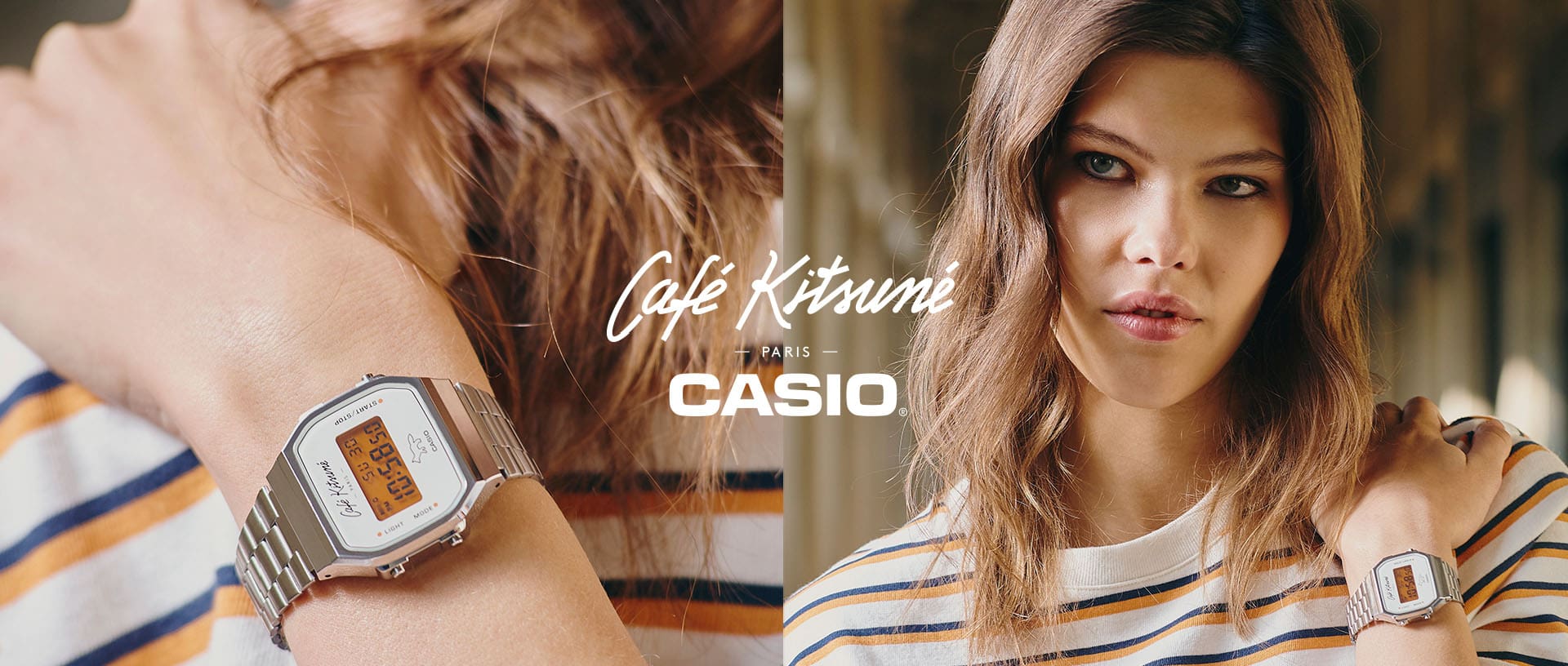 CASIO Kitsune A168WECK silver metal digital watch