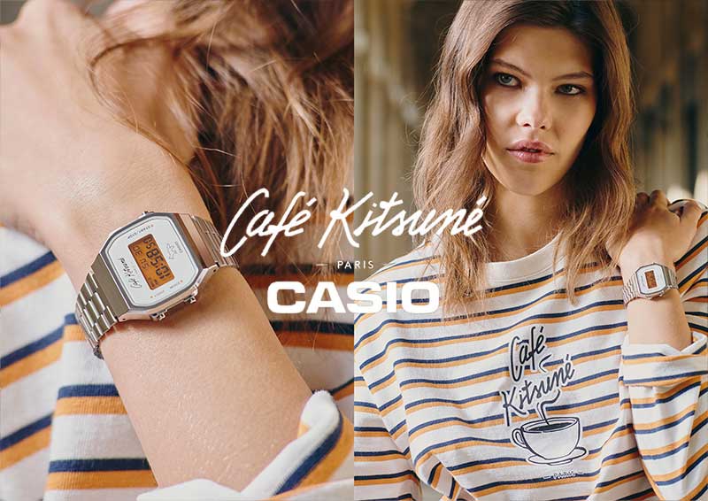 CASIO Kitsune A168WECK silver metal digital watch