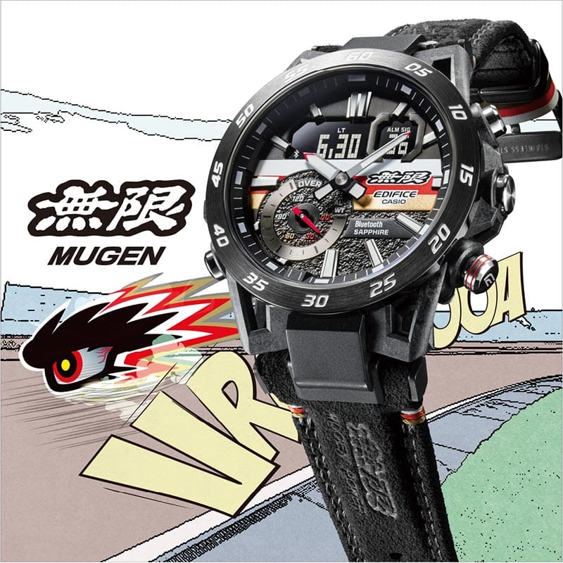 Mugen illustration with Edifice ECB-40MU Analog Digital black watch 